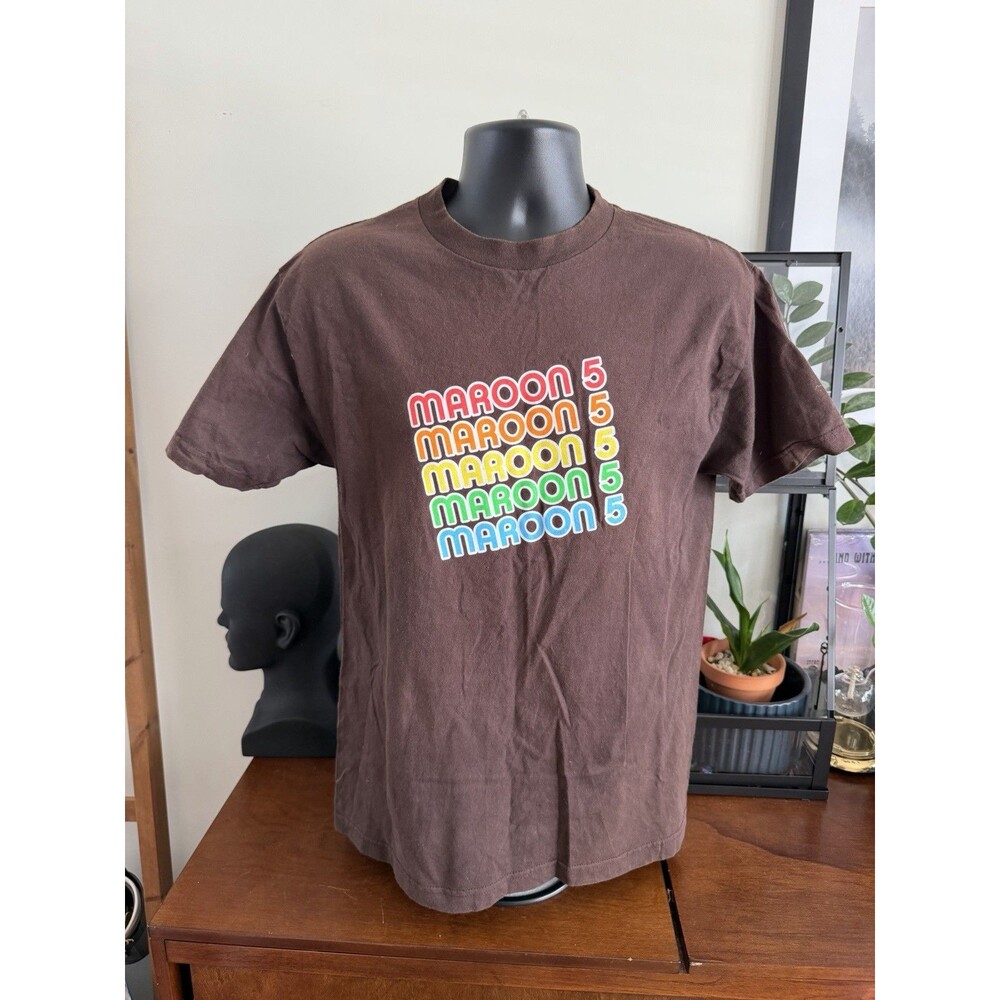 Vintage Y2K Maroon 5 Rainbow Logo Shirt Medium
